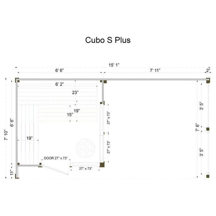 Cubo S Plus – Thermowood Cube Sauna Kit With Covered Terrace - West Coast Saunas - BS - CUBO - S - PLUS