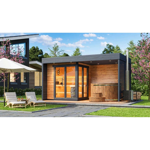 Cubo S Plus – Thermowood Cube Sauna Kit With Covered Terrace - West Coast Saunas - BS - CUBO - S - PLUS