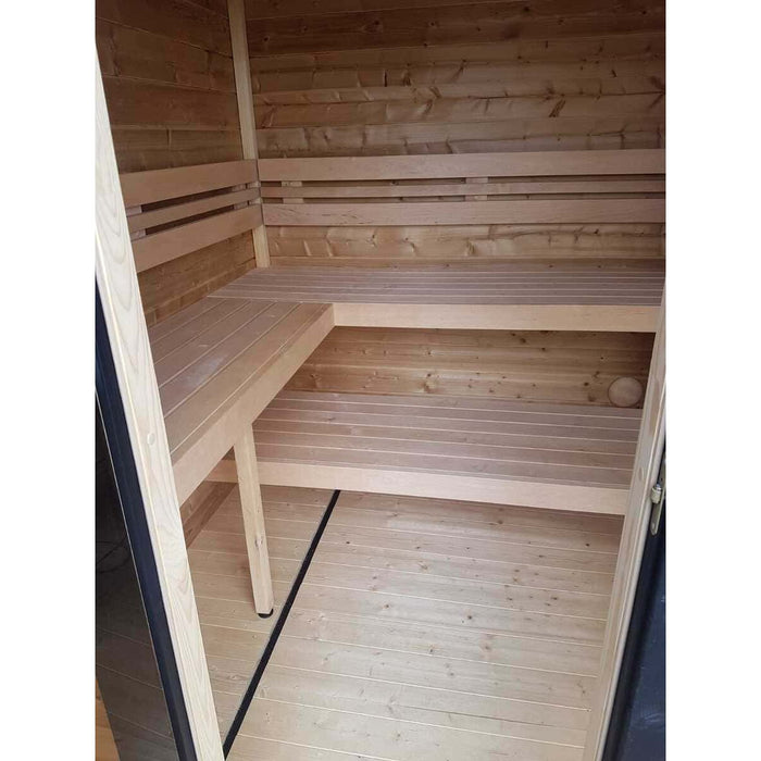 Cubo S Plus – Thermowood Cube Sauna Kit With Covered Terrace - West Coast Saunas - BS - CUBO - S - PLUS