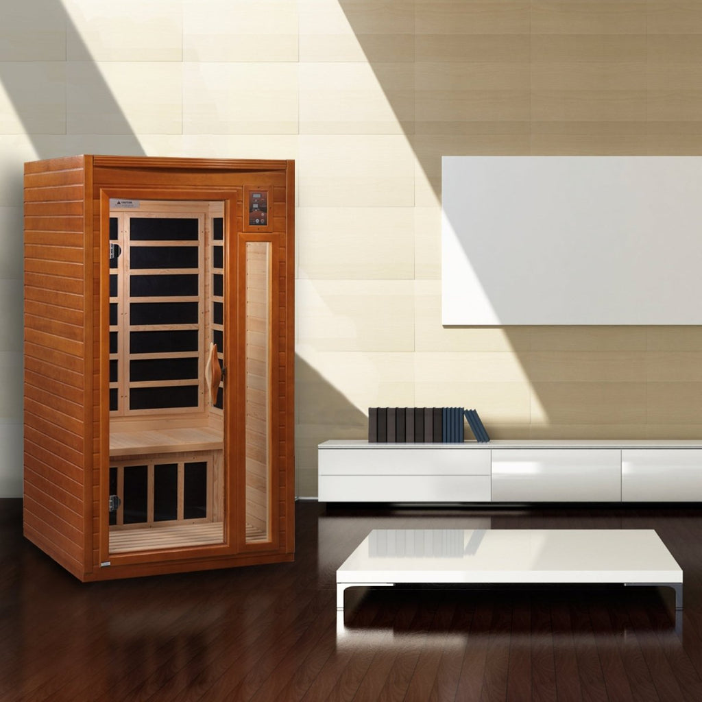 Dynamic Barcelona Elite 1-2-person Ultra Low EMF FAR Infrared Sauna in Canadian Hemlock - West Coast Saunas - DYN-6106-01 Elite