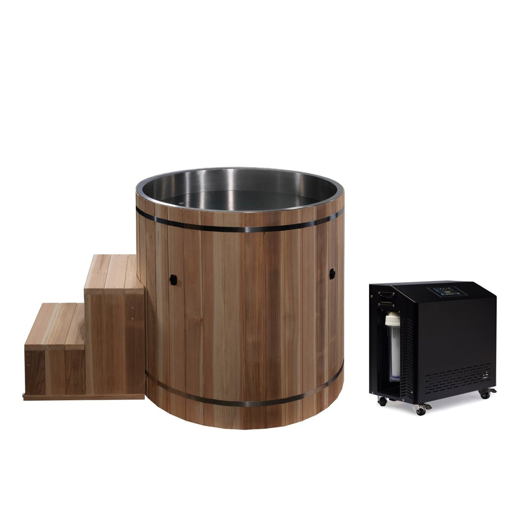 Dynamic Cold Therapy Stainless Steel Plunge Tub with Pacific Cedar - West Coast Saunas - DCT‐B‐042‐SSPC