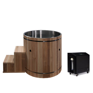 Dynamic Cold Therapy Stainless Steel Plunge Tub with Pacific Cedar - West Coast Saunas - DCT‐B‐042‐SSPC