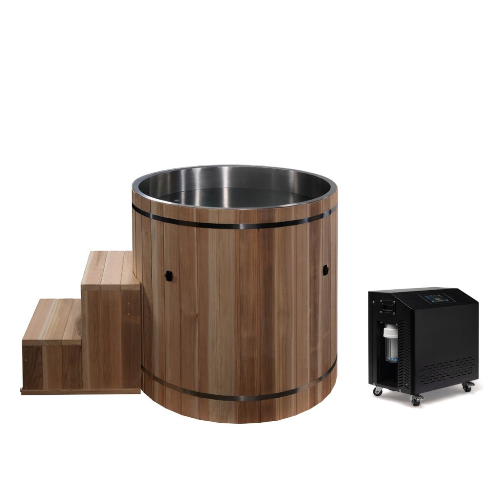 Dynamic Cold Therapy Stainless Steel Plunge Tub with Pacific Cedar - West Coast Saunas - DCT‐B‐042‐SSPC