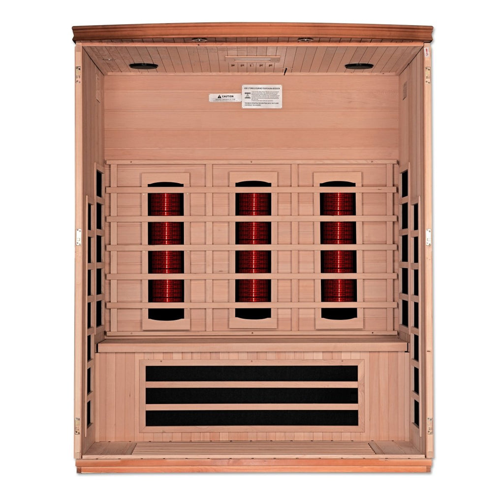 Dynamic Lugano 3 Person Full Spectrum Near Zero EMF FAR Infrared Dry Sauna DYN-6336-03 FS - West Coast Saunas - DYN-6336-03 FS