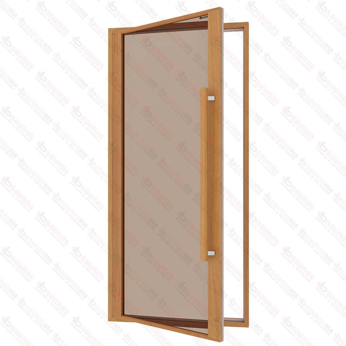 Etna Thermal Aspen Wood Framed Door, Bronze Glass, 1000×2100 mm (39 3/8″ x 82 3/4″) - West Coast Saunas - BSAUNAETABGD2R