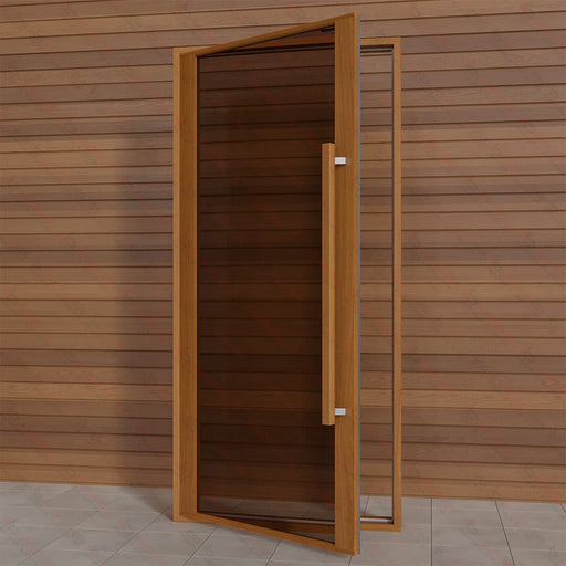 Etna Thermal Aspen Wood Framed Door, Bronze Glass, 1000×2100 mm (39 3/8″ x 82 3/4″) - West Coast Saunas - BSAUNAETABGD2R