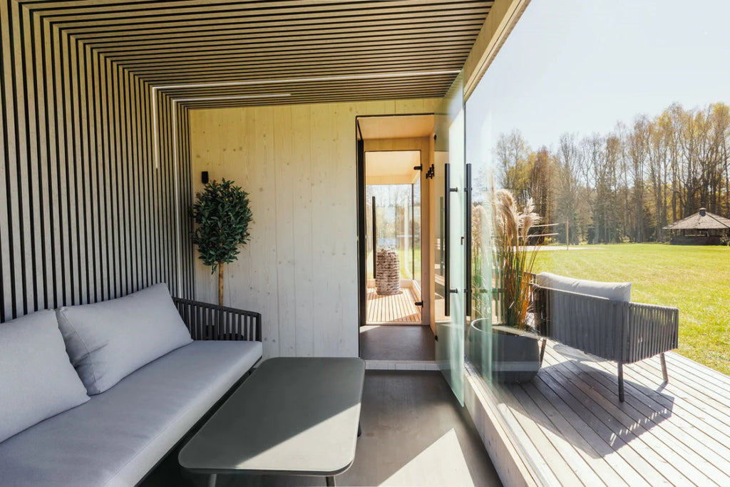 Genevas St Moritz 5 Person Outdoor Sauna with Shower Room Pre - Assembled - West Coast Saunas - GENSTM1