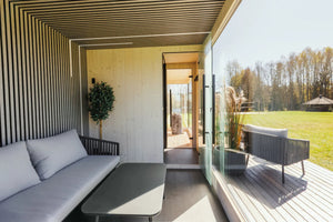 Genevas St Moritz 5 Person Outdoor Sauna with Shower Room Pre - Assembled - West Coast Saunas - GENSTM1