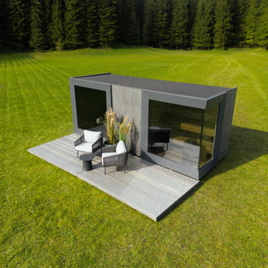 Genevas St Moritz 5 Person Outdoor Sauna with Shower Room Pre - Assembled - West Coast Saunas - GENSTM1