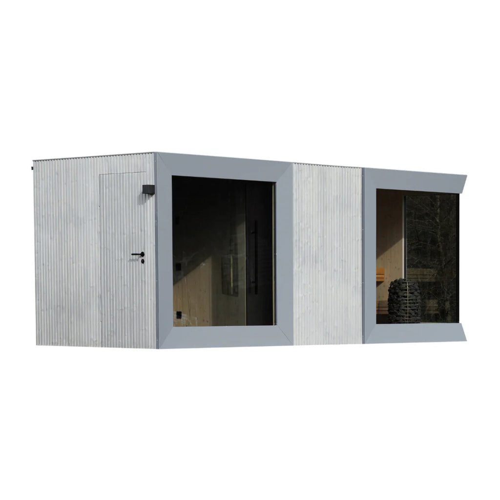 Genevas St Moritz 5 Person Outdoor Sauna with Shower Room Pre - Assembled - West Coast Saunas - GENSTM1