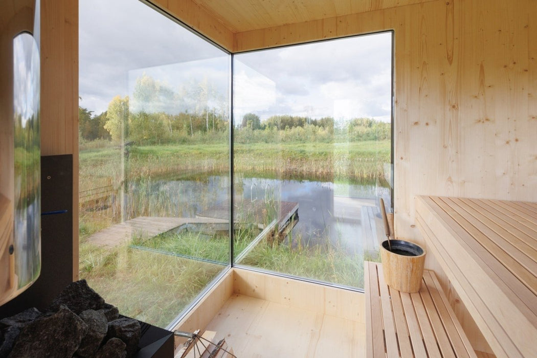 Genevas Zermatt Pre - Assembled Outdoor Sauna with Changing Room - West Coast Saunas - GEN - ZRM - ELEC