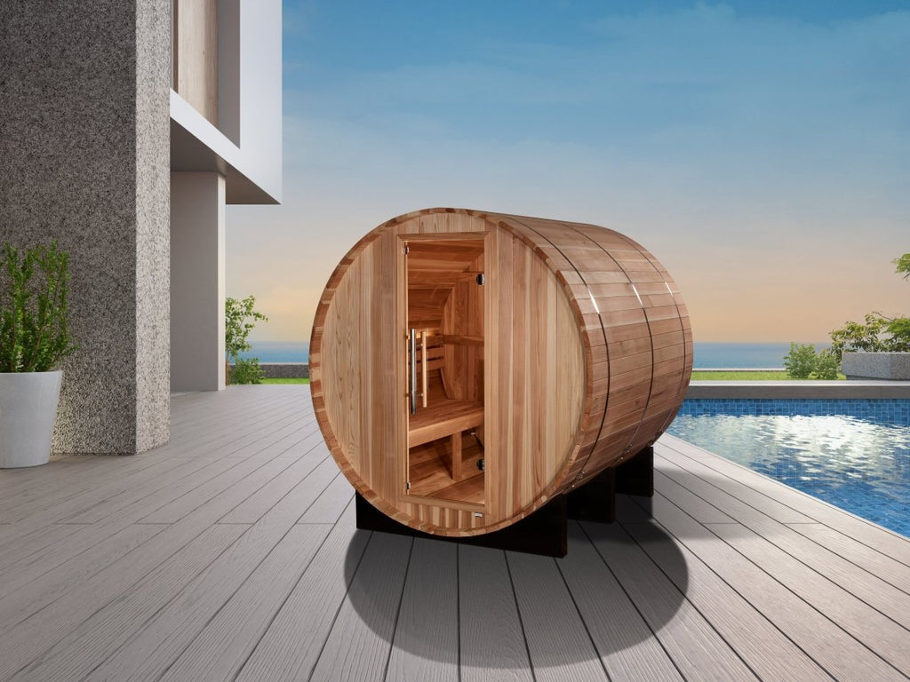 Golden Designs "Arosa" 4 Person Barrel Traditional Sauna - West Coast Saunas - GDI-B004-01