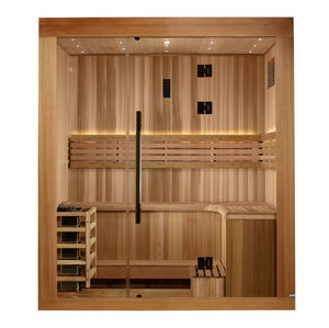 Golden Designs "Copenhagen Edition" 3 - Person Traditional Sauna - Canadian Red Cedar Interior and Pacific Premium Clear Cedar Exterior - West Coast Saunas - GDI - 7389 - 02