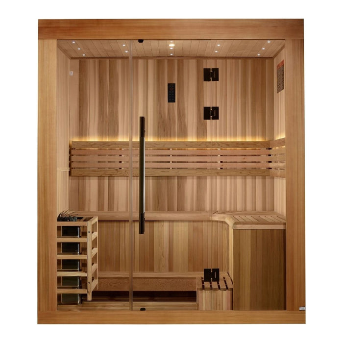Golden Designs "Copenhagen Edition" 3 - Person Traditional Sauna - Canadian Red Cedar Interior and Pacific Premium Clear Cedar Exterior - West Coast Saunas - GDI - 7389 - 02