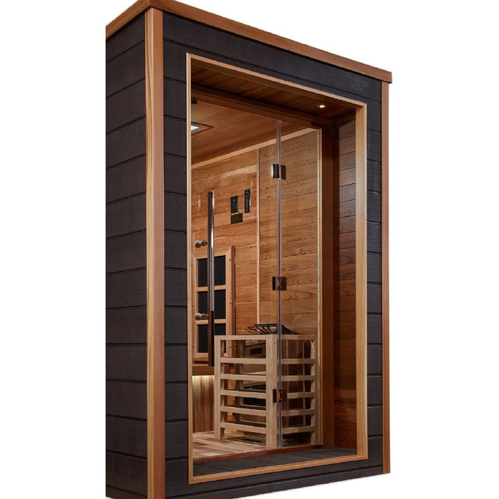 Golden Designs Karlstad 6 Person Hybrid (PureTech™ Full Spectrum IR or Traditional Stove) Outdoor Sauna - West Coast Saunas - GDI-8226-01