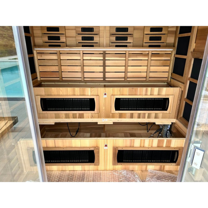Golden Designs Karlstad 6 Person Hybrid (PureTech™ Full Spectrum IR or Traditional Stove) Outdoor Steam Sauna - West Coast Saunas - GDI-8226-01