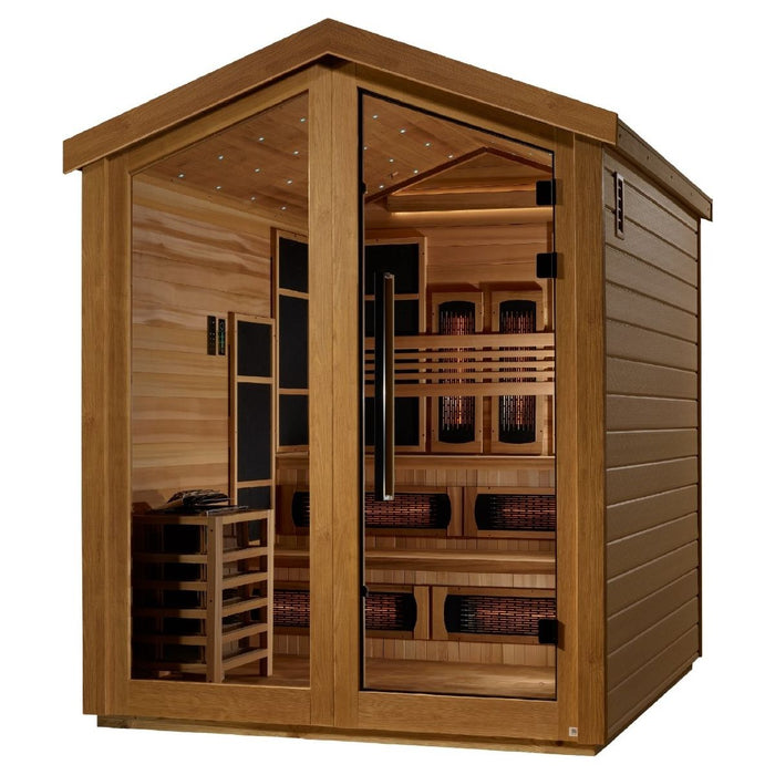 Golden Designs Kaskinen 6 Person Hybrid (PureTech™ Full Spectrum IR or Traditional Stove) Outdoor Sauna - West Coast Saunas - GDI-8526-01