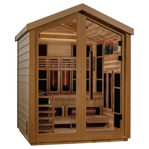 Golden Designs Loviisa 3 Person Hybrid (PureTech™ Full Spectrum IR or Traditional Stove) Outdoor Sauna - West Coast Saunas - GDI-8523-01