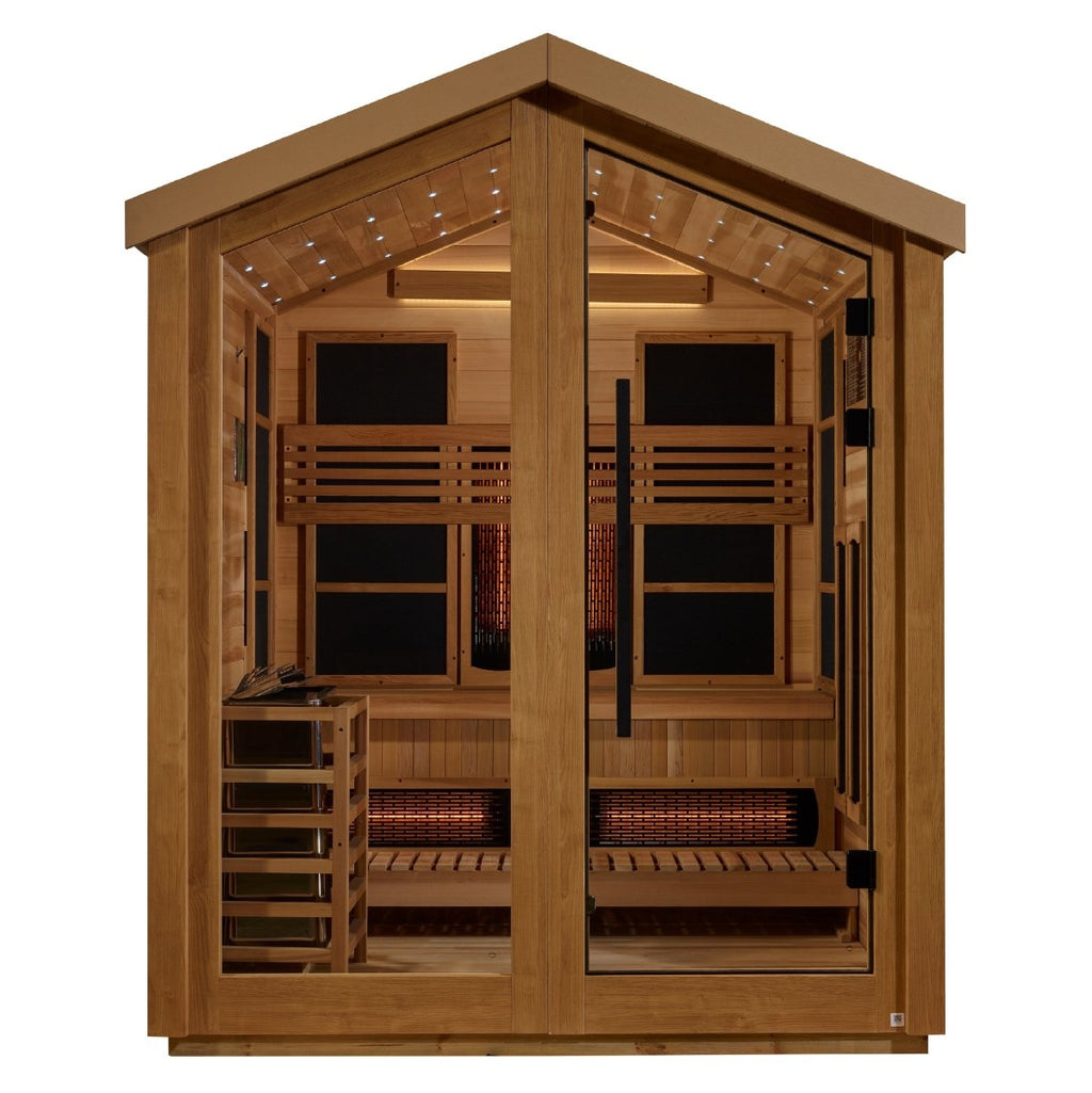 Golden Designs Loviisa 3 Person Hybrid (PureTech™ Full Spectrum IR or Traditional Stove) Outdoor Sauna - West Coast Saunas - GDI-8523-01