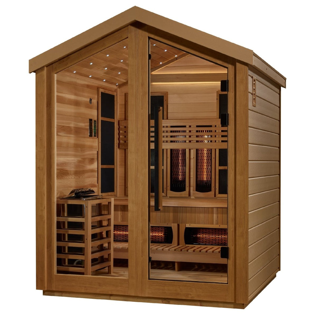 Golden Designs Loviisa 3 Person Hybrid (PureTech™ Full Spectrum IR or Traditional Stove) Outdoor Sauna - West Coast Saunas - GDI-8523-01