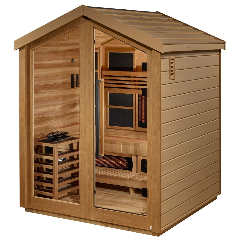 Golden Designs Loviisa 3 Person Hybrid (PureTech™ Full Spectrum IR or Traditional Stove) Outdoor Sauna - West Coast Saunas - GDI-8523-01