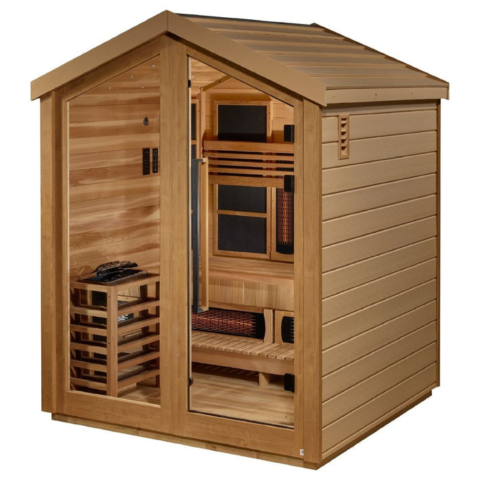 Golden Designs Loviisa 3 Person Hybrid (PureTech™ Full Spectrum IR or Traditional Stove) Outdoor Sauna - West Coast Saunas - GDI-8523-01