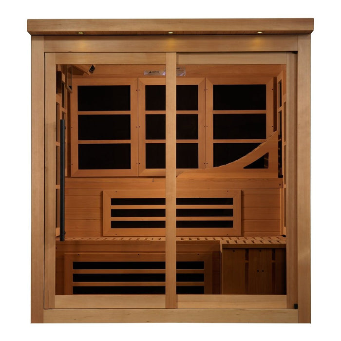 Golden Designs Monaco Limited Edition 6-person PureTech™ Near Zero EMF (Under 2MG) FAR Infrared Dry Sauna - West Coast Saunas - GDI-6996-02