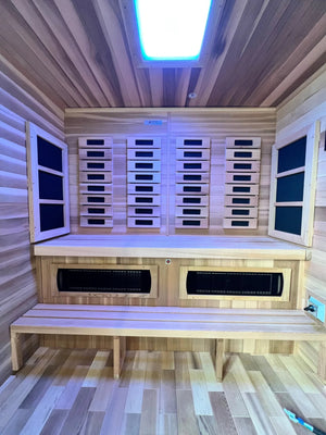 Golden Designs Nora 2 Person Outdoor - Indoor PureTech™ Hybrid Full Spectrum Sauna (GDI - 8222 - 01) - West Coast Saunas - GDI - 8222 - 01