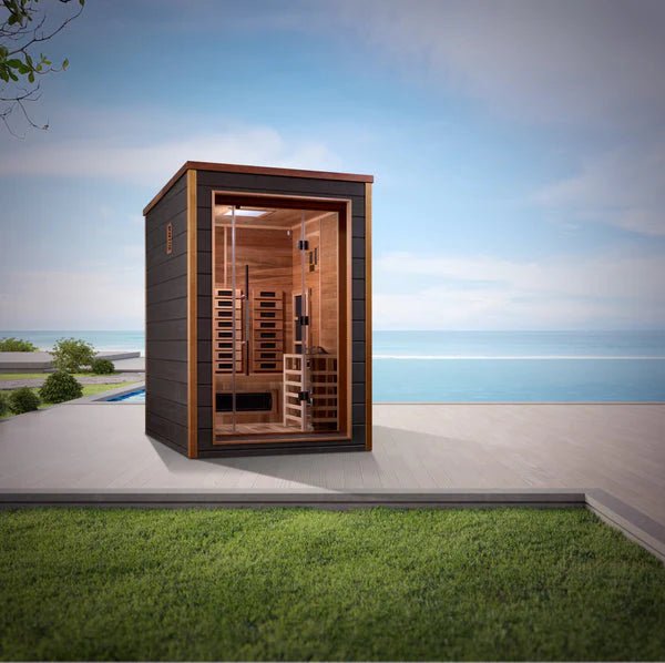 Golden Designs Nora 2 Person Outdoor - Indoor PureTech™ Hybrid Full Spectrum Sauna (GDI - 8222 - 01) - West Coast Saunas - GDI - 8222 - 01