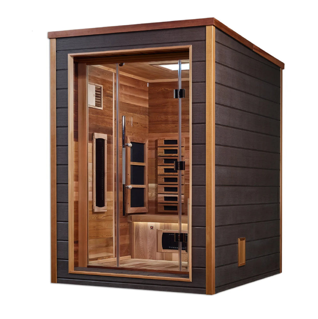 Golden Designs Nora 2 Person Outdoor - Indoor PureTech™ Hybrid Full Spectrum Sauna (GDI - 8222 - 01) - West Coast Saunas - GDI - 8222 - 01