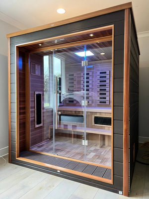 Golden Designs Nora 2 Person Outdoor - Indoor PureTech™ Hybrid Full Spectrum Sauna (GDI - 8222 - 01) - West Coast Saunas - GDI - 8222 - 01