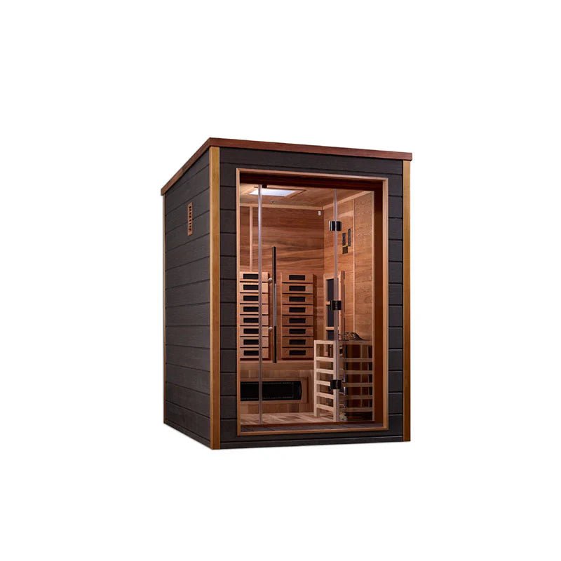 Golden Designs Nora 2 Person Outdoor - Indoor PureTech™ Hybrid Full Spectrum Sauna (GDI - 8222 - 01) - West Coast Saunas - GDI - 8222 - 01