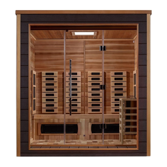 Golden Designs Visby 3 Person Hybrid (PureTech™ Full Spectrum IR or Traditional Stove) Outdoor Sauna - West Coast Saunas - GDI-8223-01