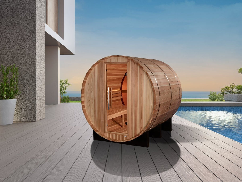 Golden Designs "Zurich" 4 Person Barrel Steam Sauna - West Coast Saunas - GDI-B024-01