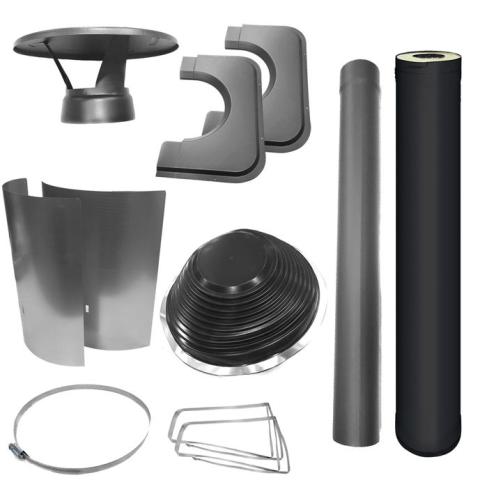 Harvia Black Steel Chimney Set WHP1000500M - PKG - West Coast Saunas - WHP1000500M PKG