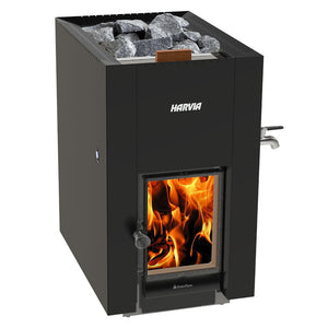 Harvia GreenFlame Series, 15.7kW, Wood Sauna Stove - Optional Water Tank - West Coast Saunas - WKLI22GESM