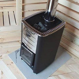 Harvia M3 Wood Burning Stove Bundle with LeisureCraft Stainless Steel Chimney, Floor Plate, Wall Plate, and Sauna Stones - West Coast Saunas - HARVWB