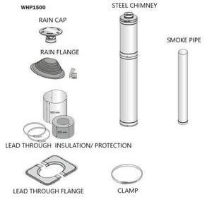 Harvia Sauna Wood Stove Chimney Kit, 1500mm, Stainless Steel - West Coast Saunas - WHP1500