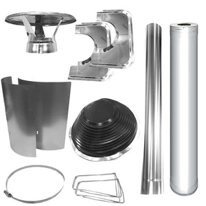 Harvia WHP1000500 - PKG Chimney & Assembly Kit, Barrel, Flat Roof, Stainless - West Coast Saunas - WHP1000500-PKG