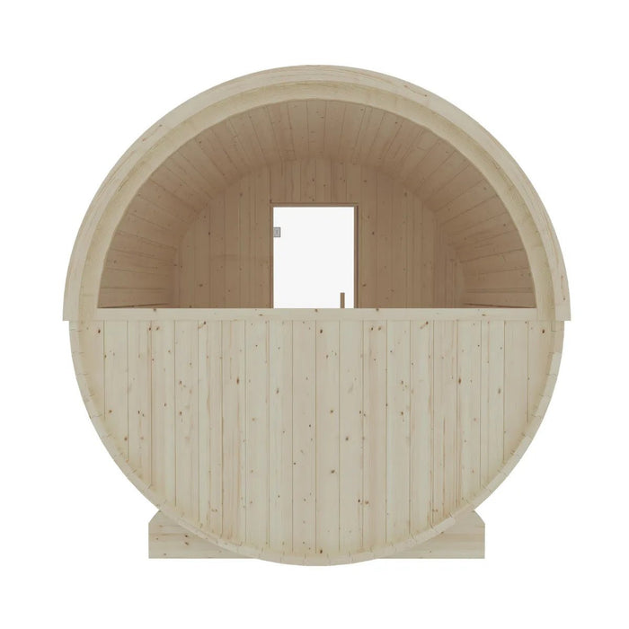 Helsinki Finnish Barrel Sauna with Terrace and WiFi Heater - Finnish Sauna Builders - West Coast Saunas - sku-47971931455729