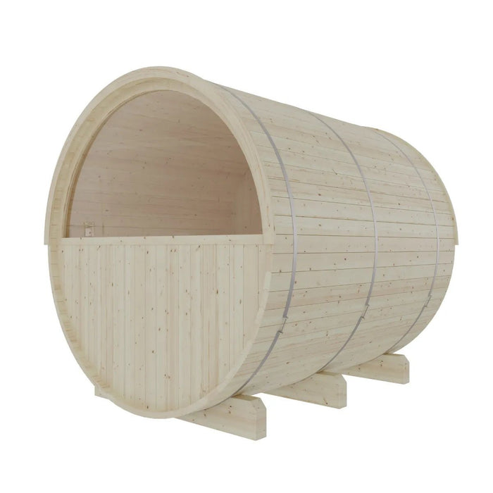Helsinki Finnish Barrel Sauna with Terrace and WiFi Heater - Finnish Sauna Builders - West Coast Saunas - sku-47971931455729