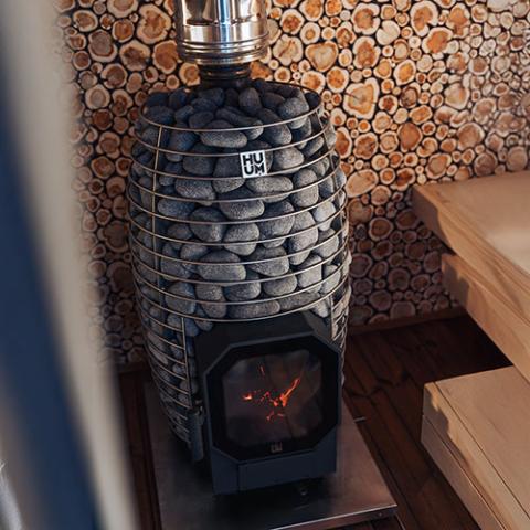 HUUM HIVE Flow LS Wood - Burning Sauna Stove w/ Firebox Extension 9.8kW - West Coast Saunas - H1016012