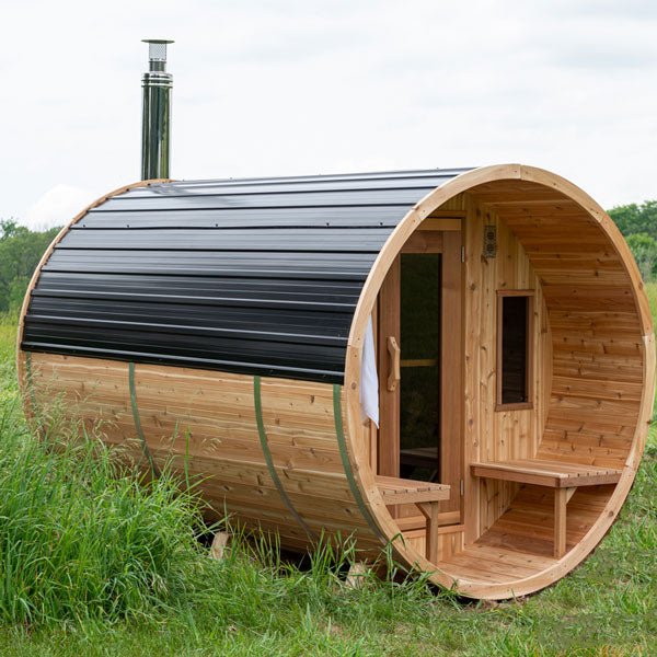 LeisureCraft Black Metal Roof for Barrel Sauna - West Coast Saunas - METALCT23B