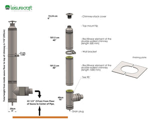 LeisureCraft Chimney Set for Back or Side Wall Installation - West Coast Saunas - BSB212S