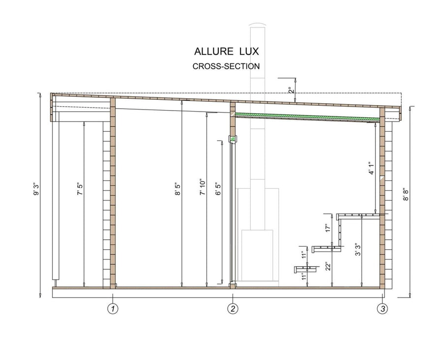 Luxury Modern Outdoor Sauna Kit - Allure Lux 3 - West Coast Saunas - BZ - ALLURE - LUX - 3