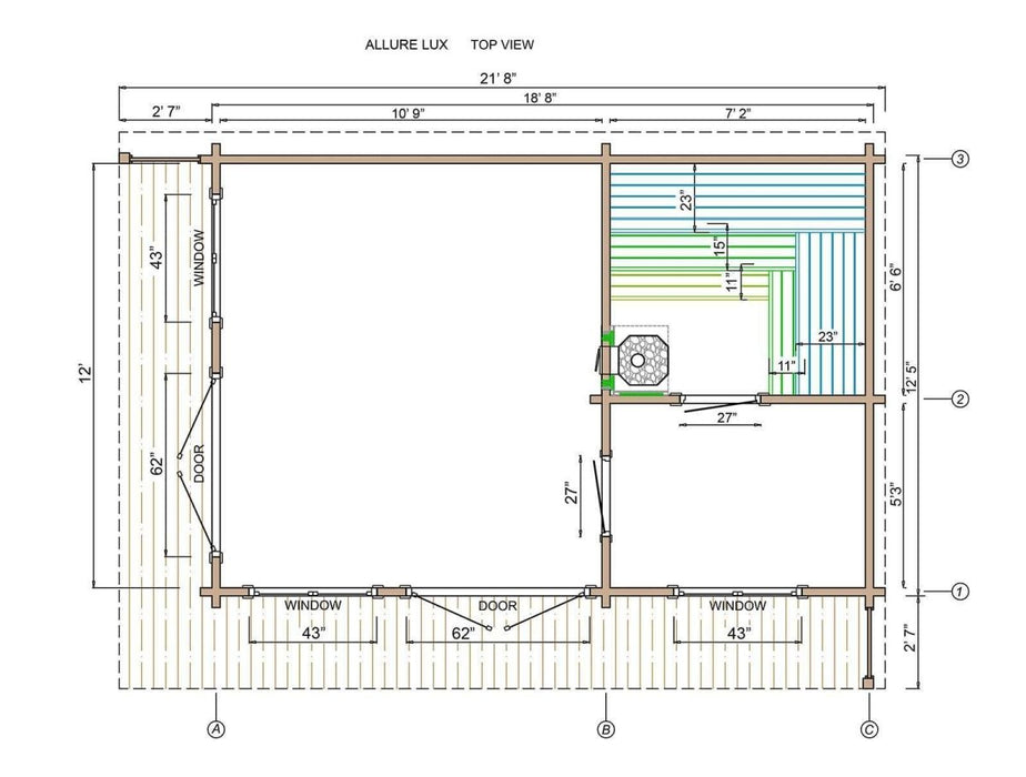 Luxury Modern Outdoor Sauna Kit - Allure Lux 3 - West Coast Saunas - BZ - ALLURE - LUX - 3