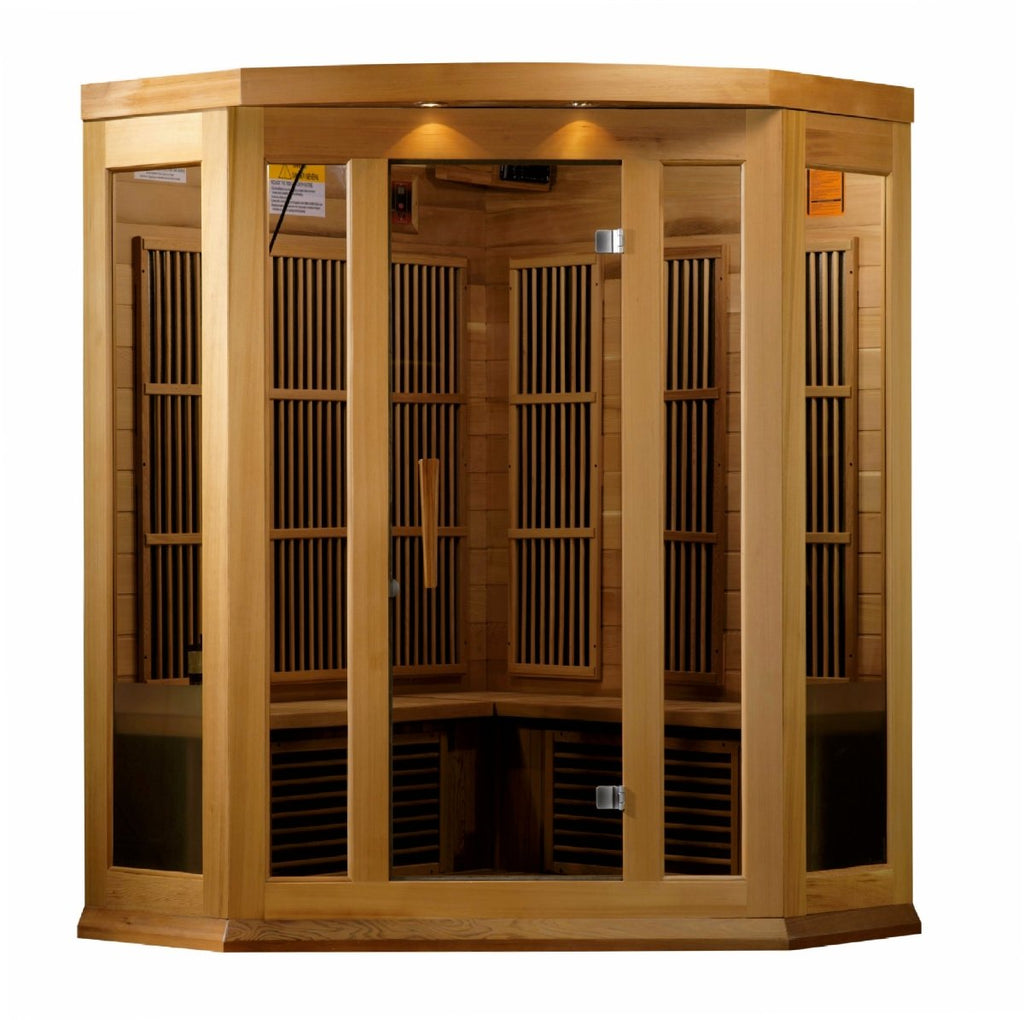 Maxxus 3-Person Corner Low EMF FAR Infrared Dry Sauna in Canadian Red Cedar - West Coast Saunas - MX-K356-01 CED