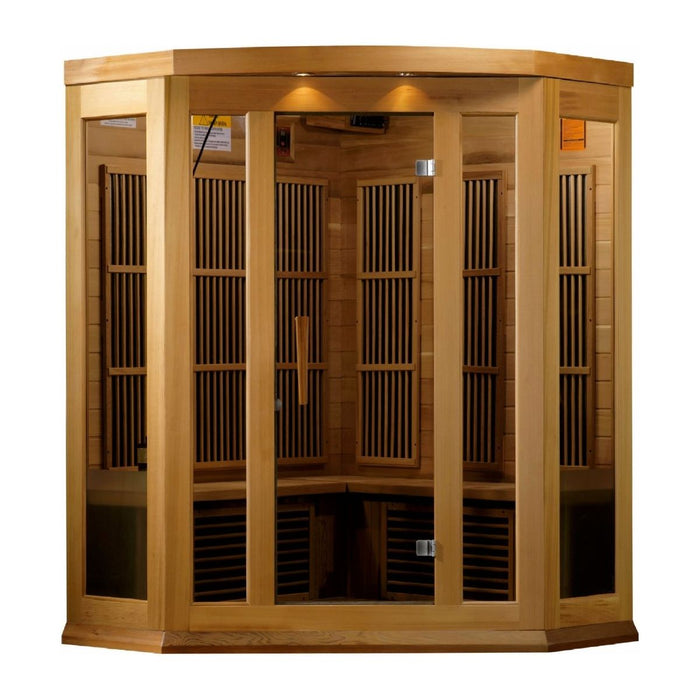 Maxxus 3-Person Corner Low EMF FAR Infrared Dry Sauna in Canadian Red Cedar - West Coast Saunas - MX-K356-01 CED