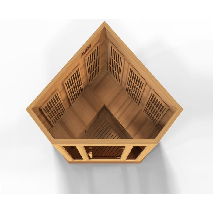 Maxxus 3-Person Corner Low EMF FAR Infrared Dry Sauna in Canadian Red Cedar - West Coast Saunas - MX-K356-01 CED