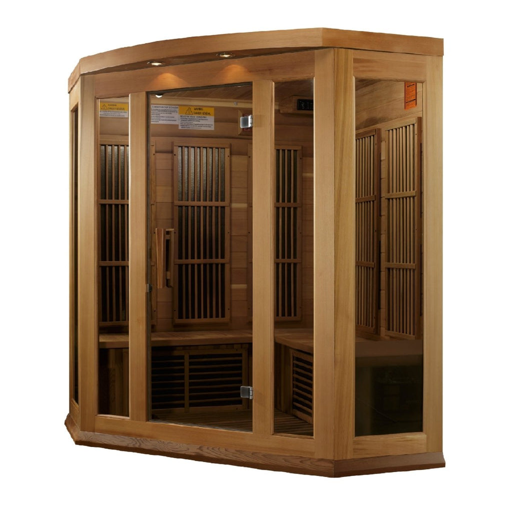 Maxxus 3-Person Corner Low EMF FAR Infrared Dry Sauna in Canadian Red Cedar - West Coast Saunas - MX-K356-01 CED